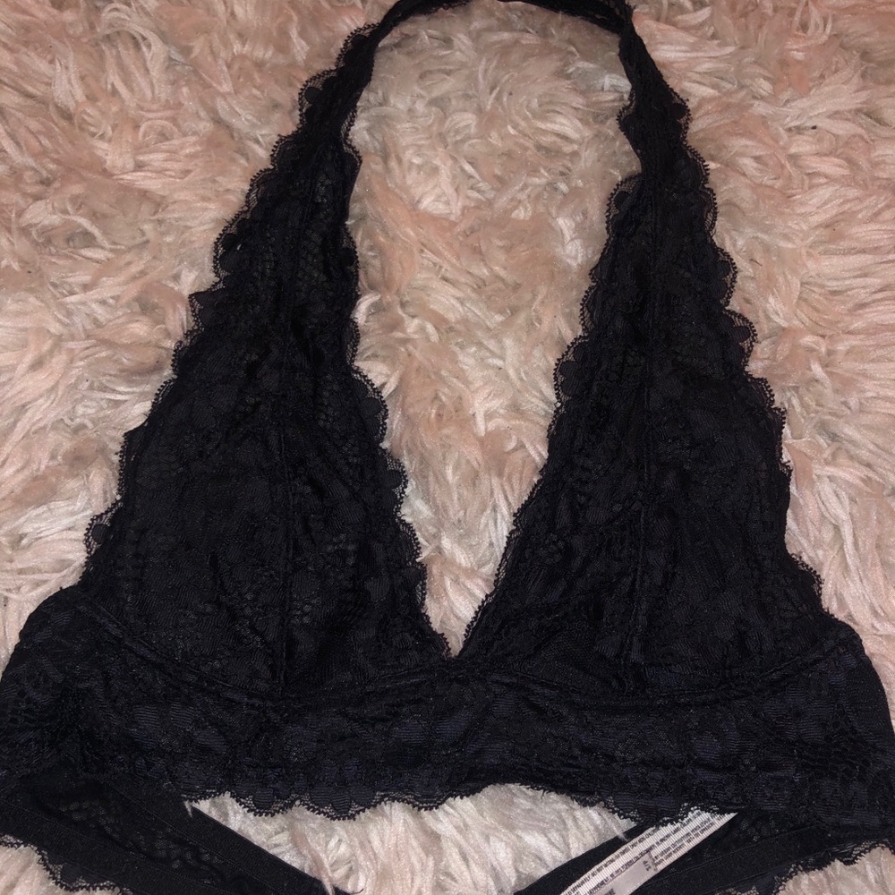 Black free people halter lace bralette